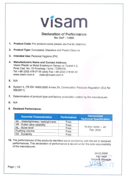 DECLARATION OF PERFORMANCE - TS EN 14055